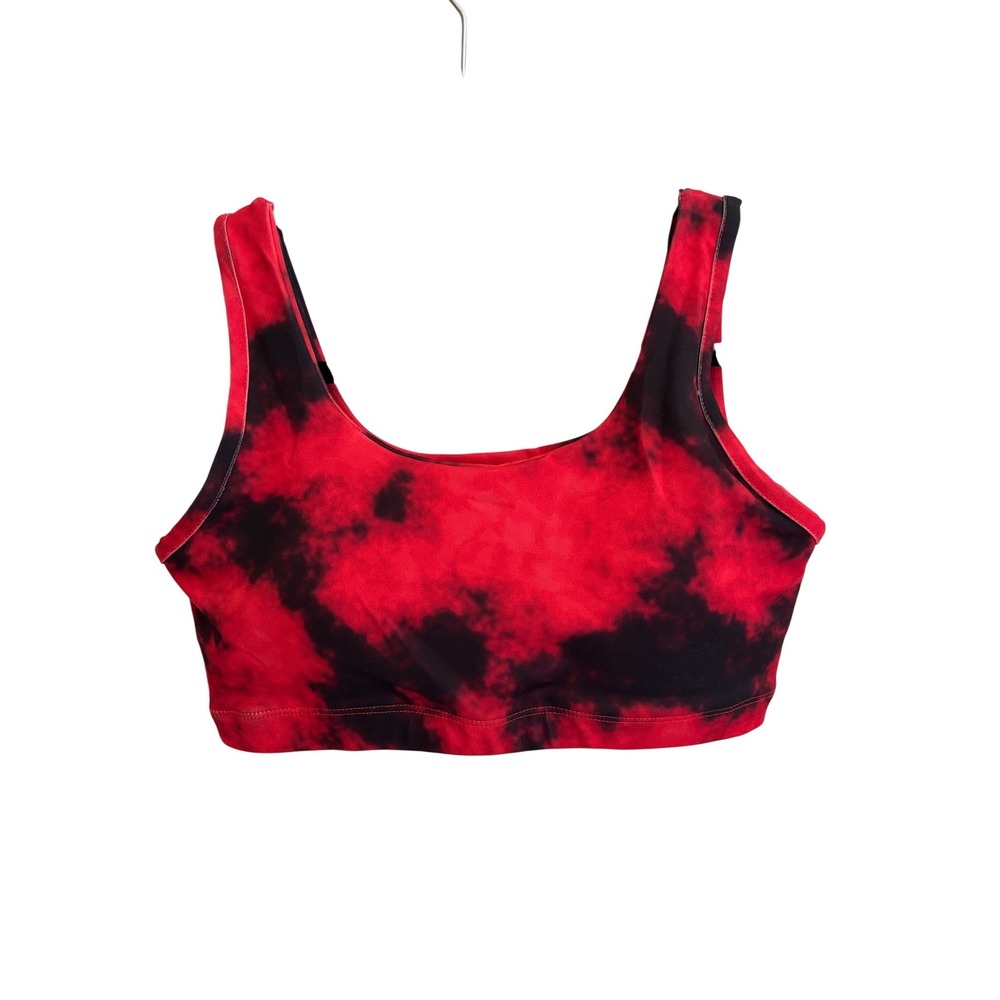 Catherine Malandrino Red Black Tie Dye Sports Bra CM-SB037 Womens Large NWT